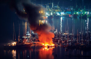 Boat on fire in Ft Lauderdale marina