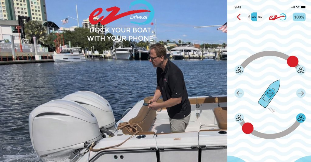 Boater at stern using ezDrive®.ai